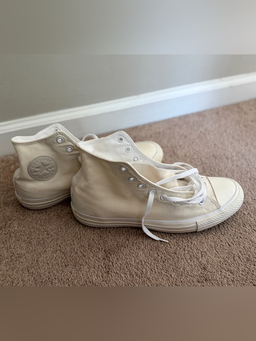 Converse High-Top Canvas Sneakers in Cream White - Picture 2 of 6